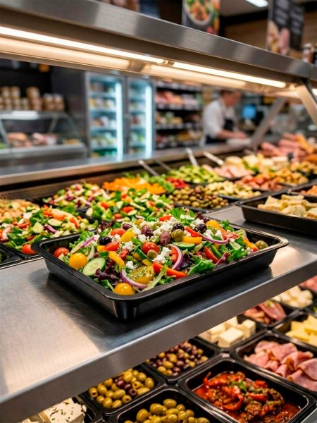 Салатник для выкладки продуктов, 41,5х31,5х5,6 см, черный, поликарбонат, Welshine. (0063)