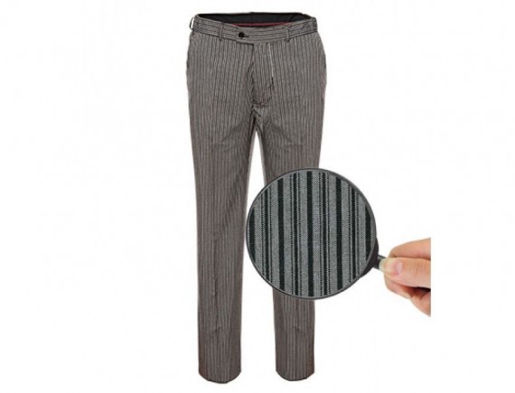 Брюки поварские, на поясе, боковые и задние карманы, 65% п/э, 35% вискоза, 150 gsm, серо-черная полоска, рамзер 50, ISMONT. (01 M009-15-50)
