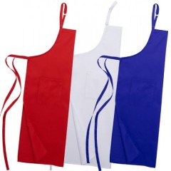 Фартук с нагрудником и карманом, 65% полиэстер, 35% хлопок, белый, ISMONT. (01 M018-18-W)