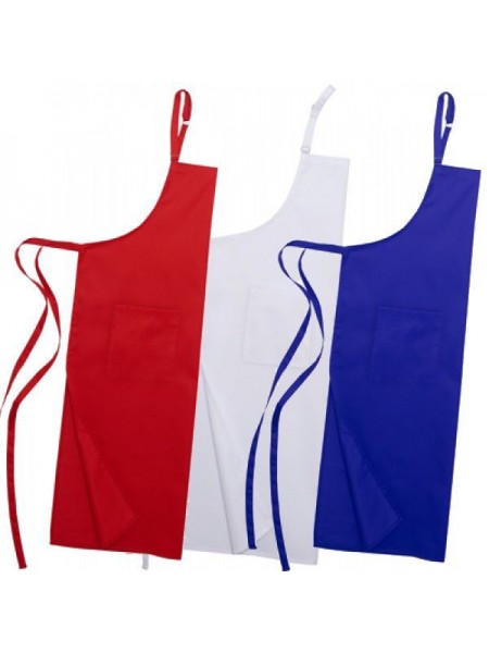 Фартук с нагрудником и карманом, 65% полиэстер, 35% хлопок, белый, ISMONT. (01 M018-18-W)