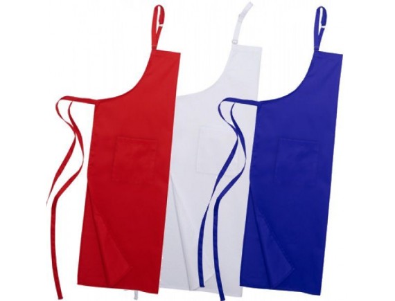 Фартук с нагрудником и карманом, 65% полиэстер, 35% хлопок, белый, ISMONT. (01 M018-18-W)