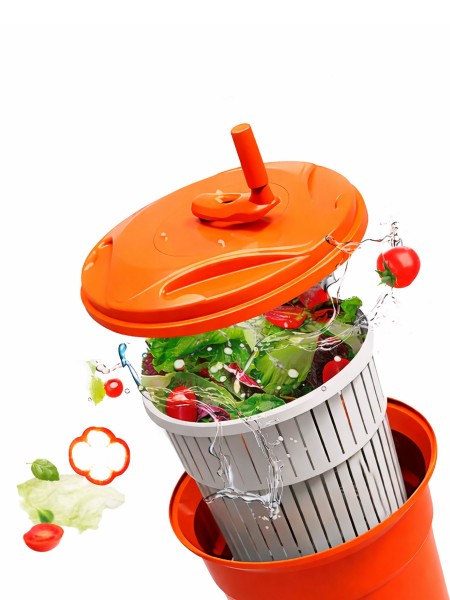 Ведро сушилка для зелени, 37х51 см, 10 л, пластик, оранжевое, Welshine. (0396)