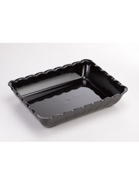 Салатник с волнистым краем для выкладки продуктов, 41,7х31,7х7,7 см, черный, поликарбонат, Welshine. (0829)