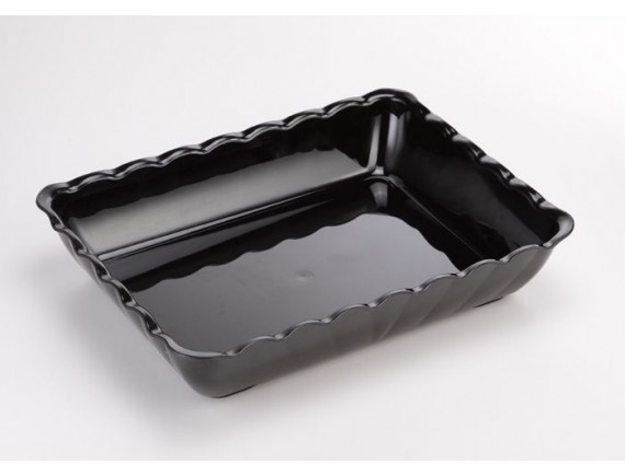 Салатник с волнистым краем для выкладки продуктов, 41,7х31,7х7,7 см, черный, поликарбонат, Welshine. (0829)