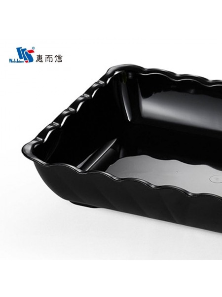 Салатник с волнистым краем для выкладки продуктов, 41,7х31,7х7,7 см, черный, поликарбонат, Welshine. (0829)