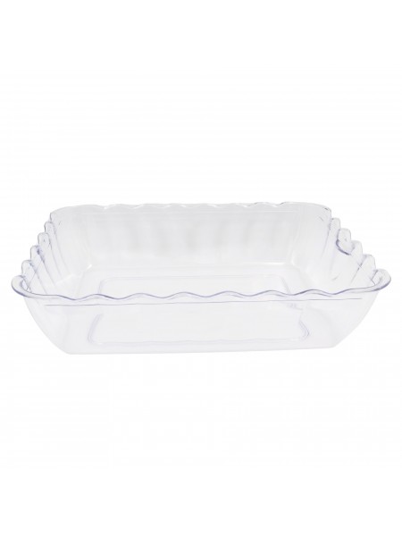 Салатник с волнистым краем для выкладки продуктов, 33,2х24,8х8,3 см, прозрачный, поликарбонат, Welshine. (0830)
