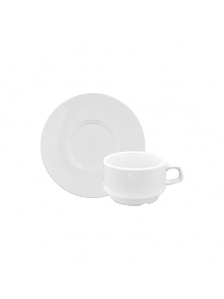 Чашка чайная штабелируемая с блюдцем, 250 мл, Дулевский фарфор. (093842)