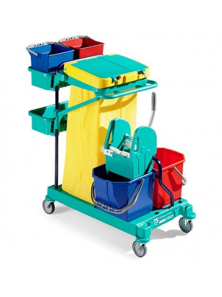 Тележка GREEN 160, ведра 2*15л и 2*6л, отжим Тес, держат. мешка 120л, колеса 100 мм (0B003160)