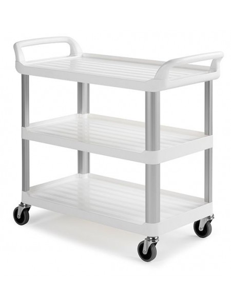 Тележка сервисная универсальная пластиковая, с 3-мя полками, алюм.каркас, макс. нагрузка для каждой полки 50 кг (0F003700W)
