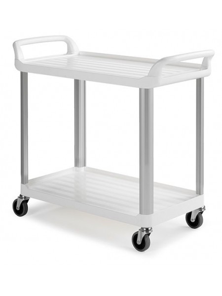 Тележка сервисная универсальная пластиковая, с 2-мя полками, алюмин.каркас, макс. нагрузка для каждой полки 50 кг (0F003730W)