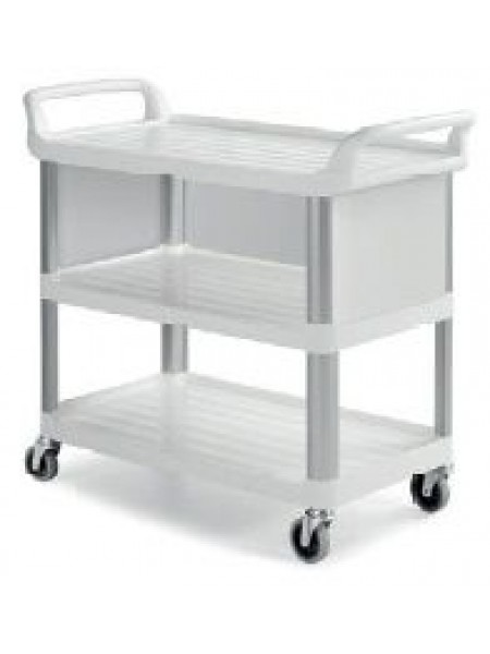 Тележка сервисная, серого цвета из полипропилена с 3 полками с алюминиевыми стойками и колёсами (0F0B3700E)