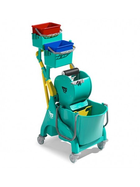 Тележка уборочная Nick Plus 80 (1*28 л с разделителем) пластиковая с отжимом Dry (0P066519)