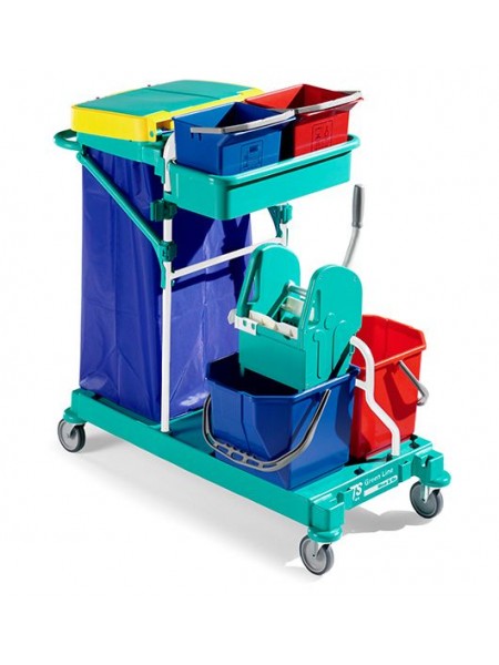 Тележка GREEN 400,с основой RILSAN,2*15лведра, 2*6л ведра, отжимом Тес (0R003400)