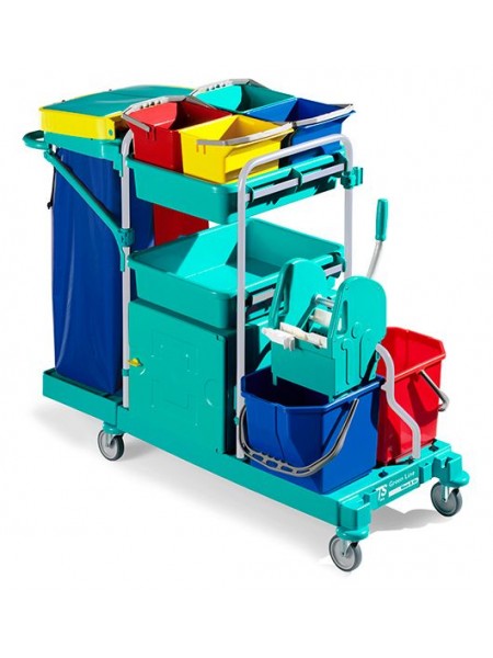 Тележка GREEN 500,с основой RILSAN, 2*15лведра, 4*6л ведра, отжимом Тес, колеса 100 mm (0R003500)