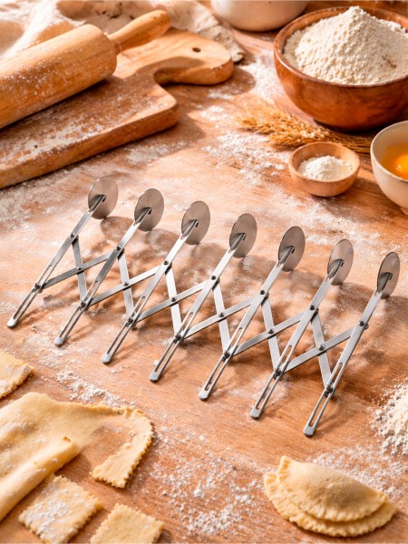 Нож роликовый для резки теста раздвижной, резак 7 роликов, нержавеющая сталь, Henry. (10-041)