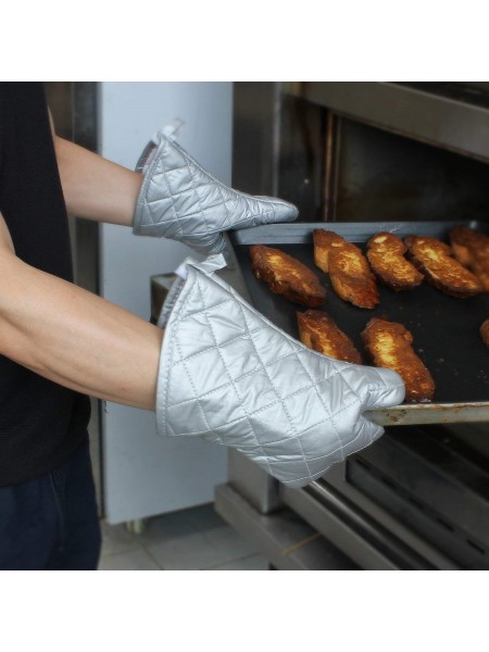 Рукавицы термостойкие, пара, 36 см, серебристый текстиль, Henry. (10-080)