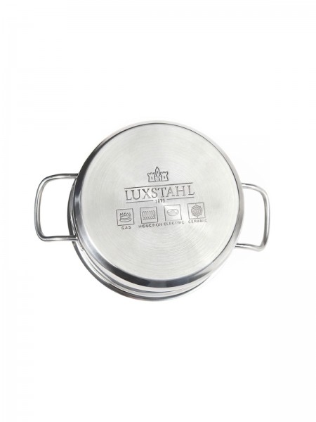 Кастрюля с крышкой 9 л, диаметр 28 см, высота 17 см, нержавеющая сталь, Luxstahl. (10-142)