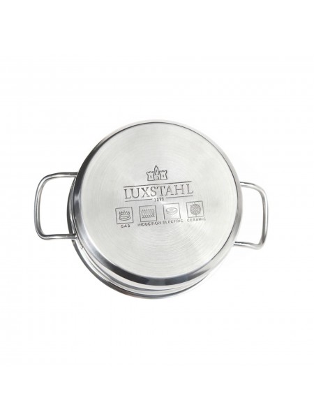 Кастрюля с крышкой 3 л, диаметр 21,5 см, высота 10 см, нержавеющая сталь, Luxstahl. (10-147)