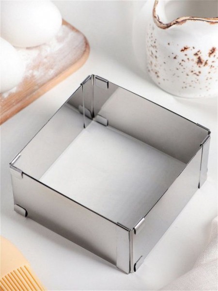 Форма кондитерская раздвижная, 10х10-18х18 см, h-5 см нержавеющая сталь, Henry. (10-171)