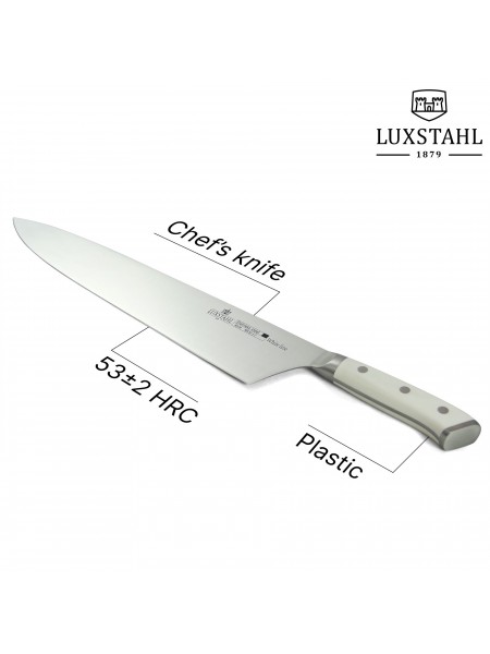 Профессиональный поварской шеф нож, 30,5 см, White Line, нерж.сталь, ручка пластик, Luxstahl. (10-1986)