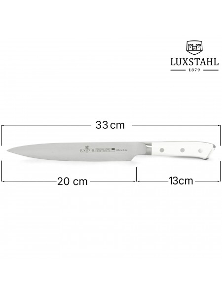 Профессиональный универсальный поварской нож, 20 см, White Line, нерж.сталь, ручка пластик, Luxstahl. (10-1987)