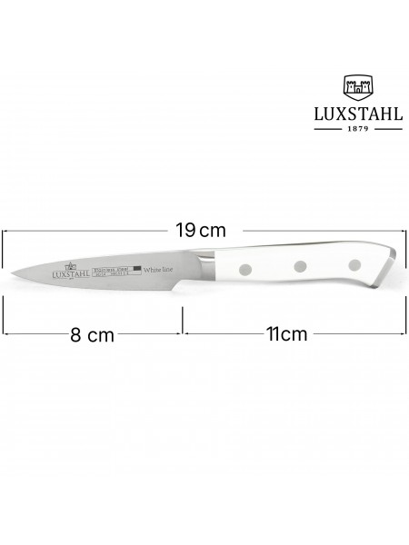 Профессиональный нож для чистки овощей и фруктов, 8 см, White Line, нерж.сталь, ручка пластик, Luxstahl. (10-1989)