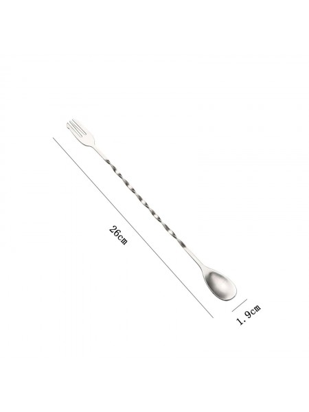 Ложка барная, 26 см, с вилкой, нержавеющая сталь, Henry. (12-025)