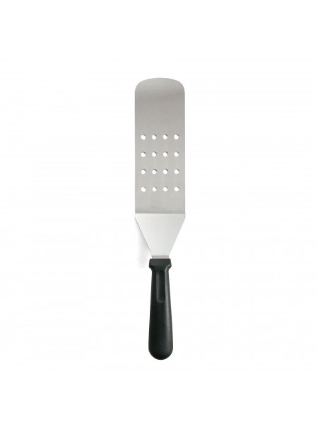 Лопатка кухонная перфорированная, нержавеющая сталь, рабочая поверхность 19х7см, общ. L=38 см, пластиковая ручка, Henry. (12-038)