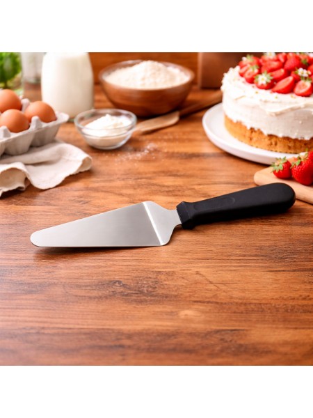 Лопатка треугольная кухонная, металлическая, рабочая поверхность 12х6см, L-26 см, пластиковая ручка, Henry. (12-041)