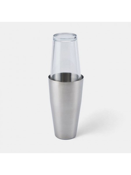 Шейкер барный для коктейлей Бостон, 800 мл, нерж.сталь, со стеклянным стаканом, Henry. (12-104)