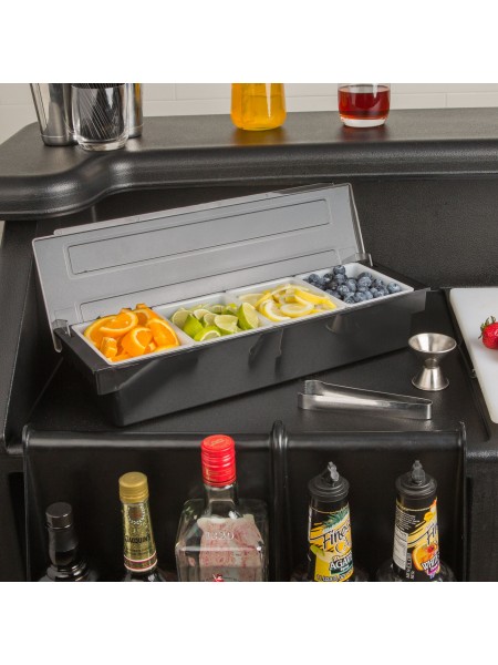 Контейнер барный, 4 лотка, 49х16х9 см, пластик, Henry. (12-114)