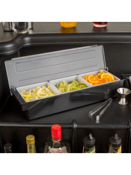 Контейнер барный, 3 лотка, 49х16х9 см, пластик, Henry. (12-117)