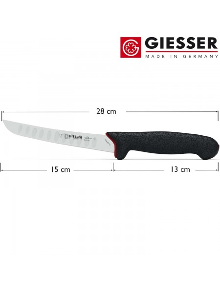 Нож обвалочный профессиональный, 15 см, для обвалки и разделки мяса, лезвие с желобками, ручка PrimeLine, Giesser. (12260 wwl 15)