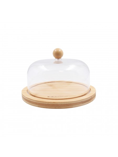 Блюдо бамбуковое с пластиковой крышкой, 20х13 см, Катунь. (15-013736)