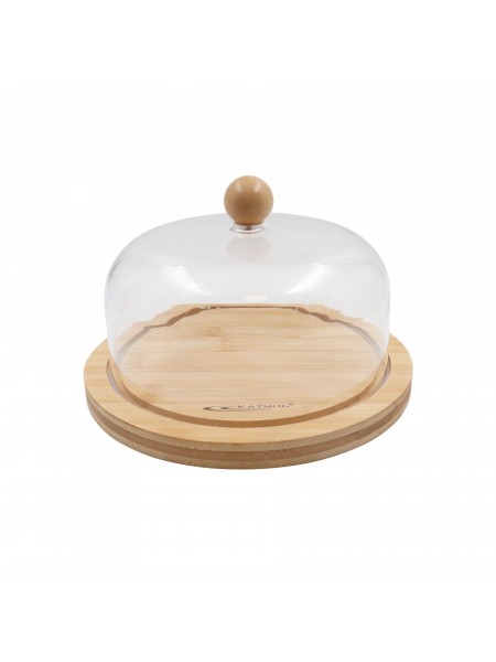 Блюдо бамбуковое с пластиковой крышкой, 20х13 см, Катунь. (15-013736)