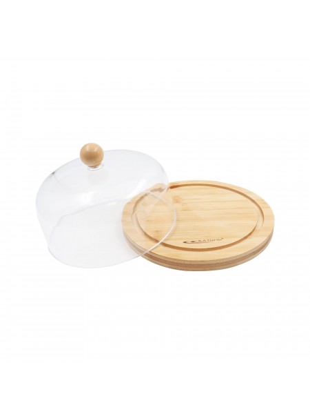 Блюдо бамбуковое с пластиковой крышкой, 20х13 см, Катунь. (15-013736)