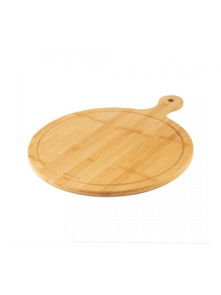 Сервировочная доска с ручкой, бамбук, D-50 см , толщина 1,5 cм, Катунь. (15-021383)