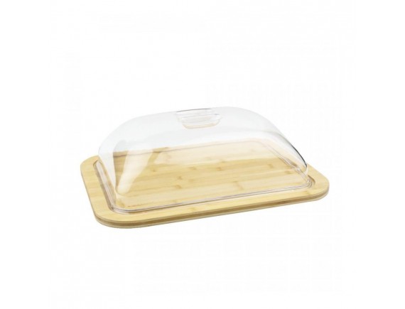 Блюдо бамбуковое с пластиковой крышкой, 47х37х14 см, Катунь. (15-035482)