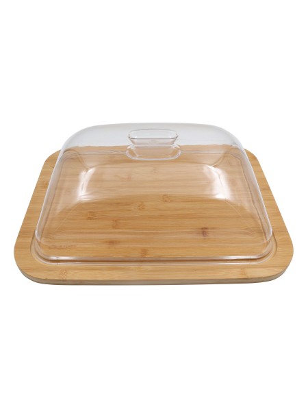 Блюдо бамбуковое с пластиковой крышкой, 47х37х14 см, Катунь. (15-035482)