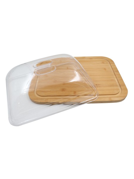 Блюдо бамбуковое с пластиковой крышкой, 47х37х14 см, Катунь. (15-035482)