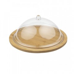 Блюдо бамбуковое с пластиковой крышкой, 41х17 см, Катунь. (15-035483)