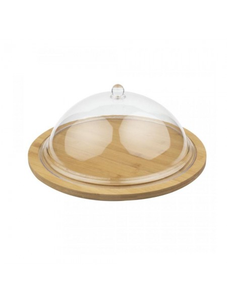 Блюдо бамбуковое с пластиковой крышкой, 41х17 см, Катунь. (15-035483)