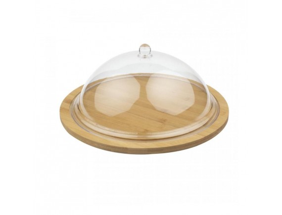 Блюдо бамбуковое с пластиковой крышкой, 41х17 см, Катунь. (15-035483)
