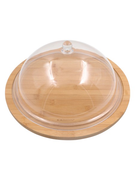 Блюдо бамбуковое с пластиковой крышкой, 41х17 см, Катунь. (15-035483)
