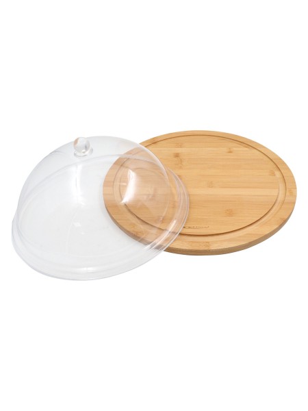 Блюдо бамбуковое с пластиковой крышкой, 41х17 см, Катунь. (15-035483)
