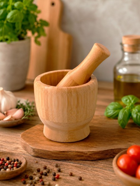 Ступка с пестиком, D10 см, H10 см, бамбук, Катунь. (15-110830)