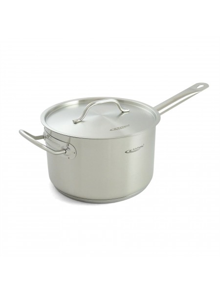 Сотейник 4,8 л, D-22 см, H-13,5 см, с крышкой, нержавеющая сталь, Катунь. (15-240132)