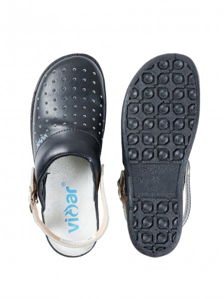 Сабо унисекс с перфорацией, верх натуральная кожа, черные, размер 37, Rotan. (1849-37)