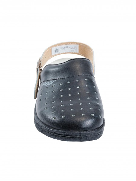 Сабо унисекс с перфорацией, верх натуральная кожа, черные, размер 43, Rotan. (1849-43)