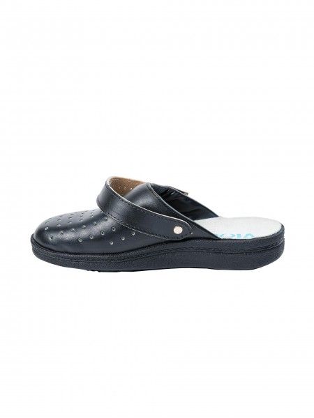 Сабо унисекс с перфорацией, верх натуральная кожа, черные, размер 43, Rotan. (1849-43)